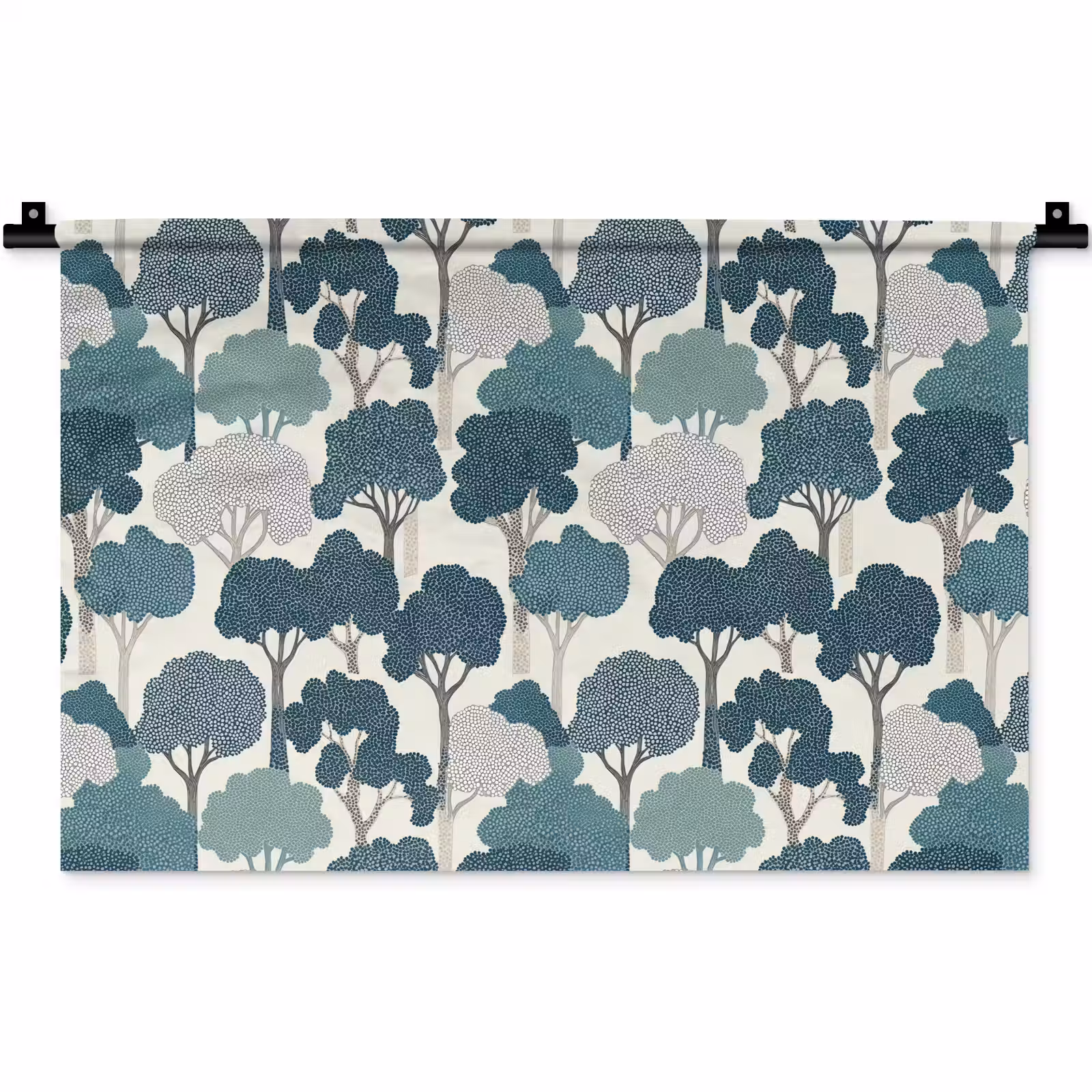 Wandkleed - Modern - Bomen - Bos - Patroon - Blauw — 1