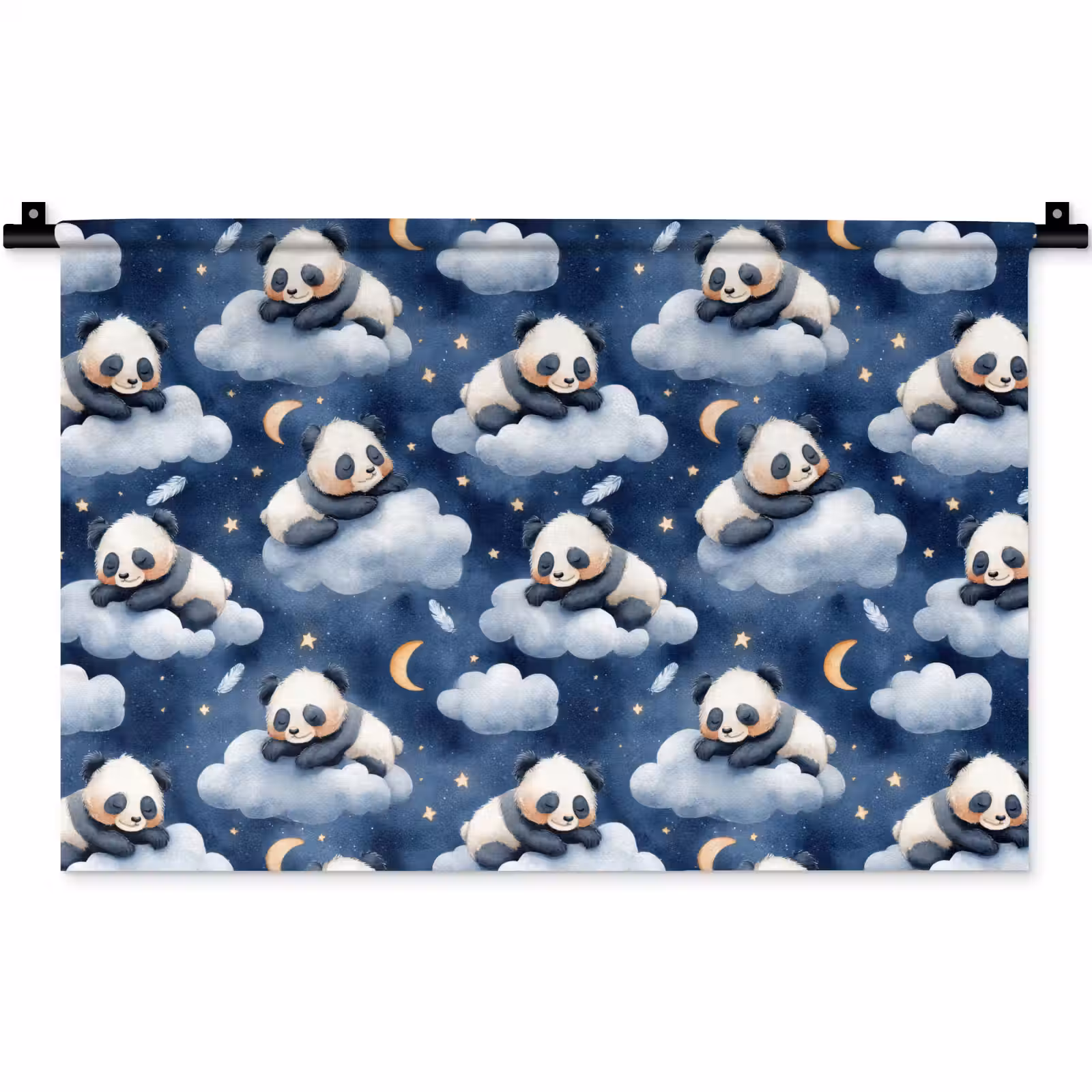 Wandkleed - Panda's - Slapen - Blauw — 1