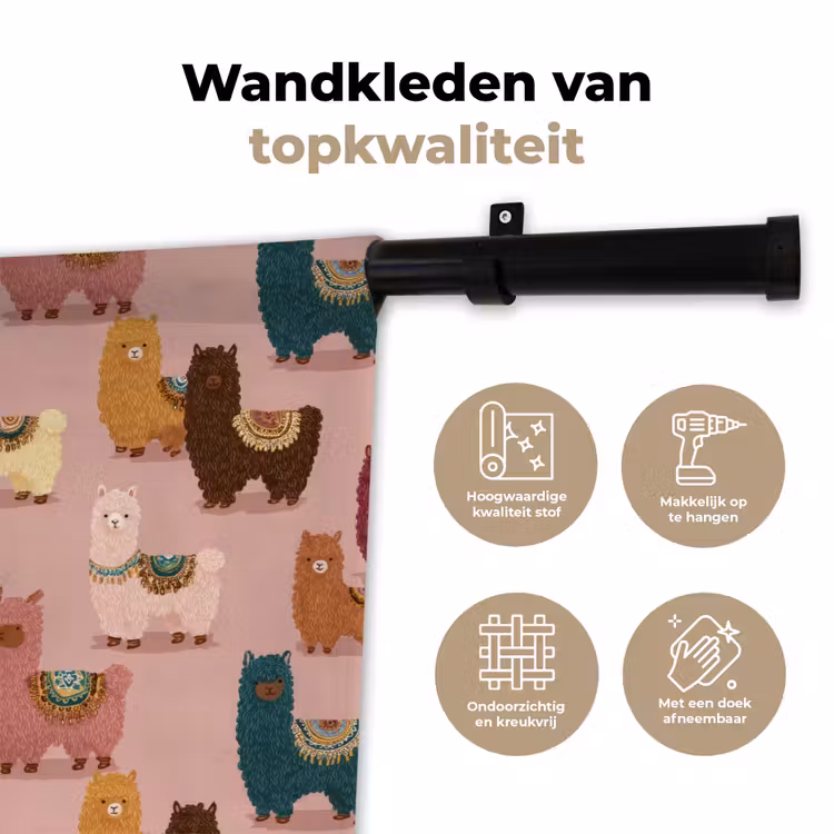 Wandkleed - Alpaca's - Patroon - Kleurrijk — 3