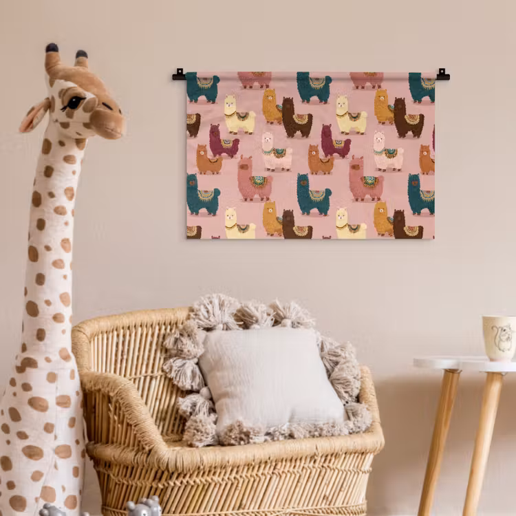 Wandkleed - Alpaca's - Patroon - Kleurrijk — 5