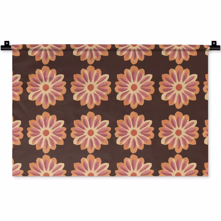 Wandkleed - Bloemen - Patroon - Bruin — 1