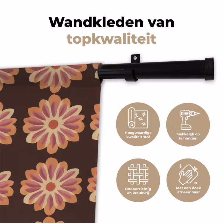 Wandkleed - Bloemen - Patroon - Bruin — 3