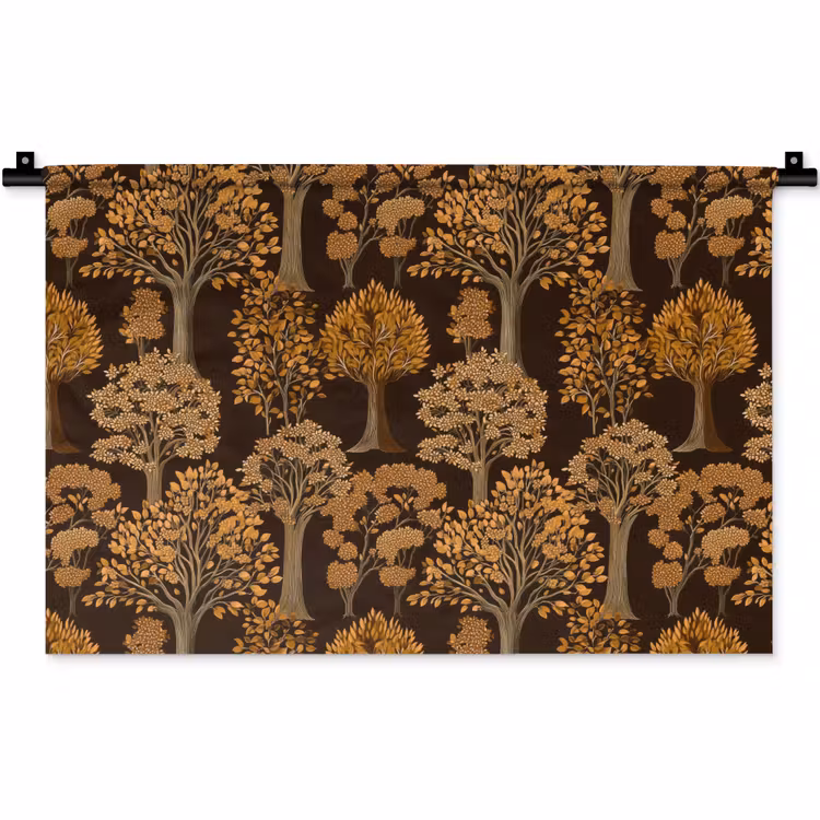 Wandkleed - Bomen - Patroon - Bruin — 1