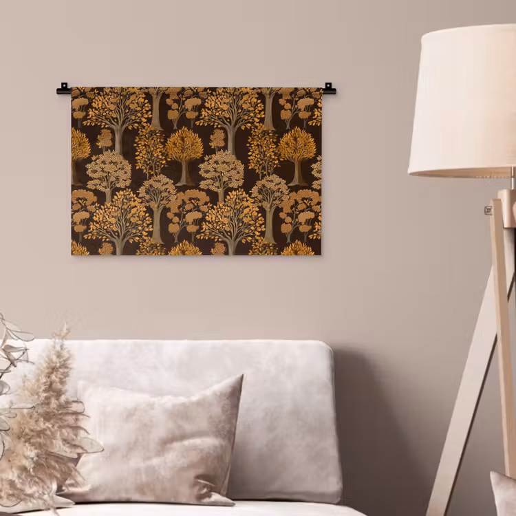 Wandkleed - Bomen - Patroon - Bruin — 2