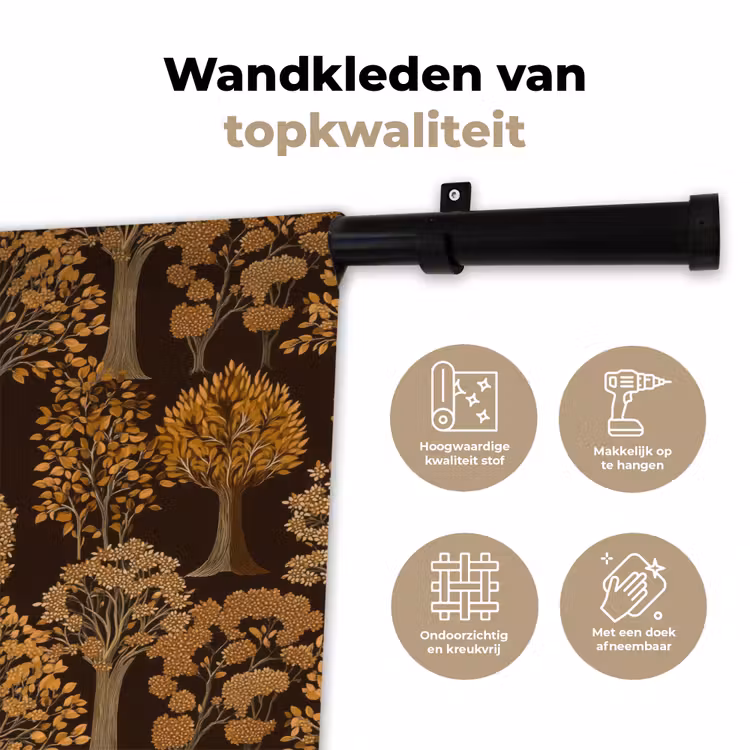 Wandkleed - Bomen - Patroon - Bruin — 3