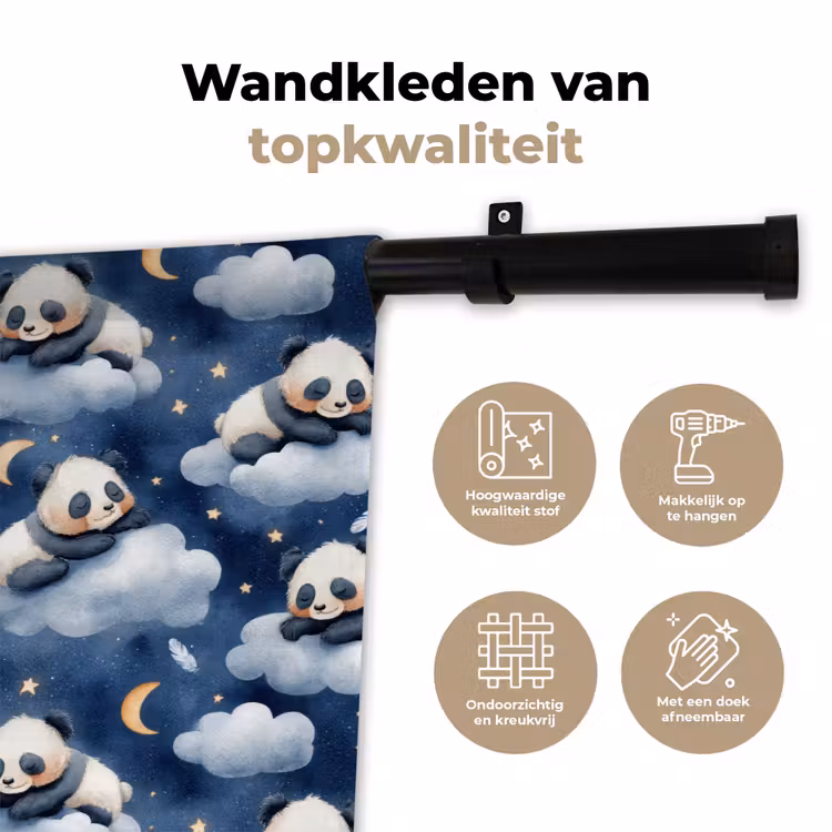 Wandkleed - Panda's - Slapen - Blauw — 3