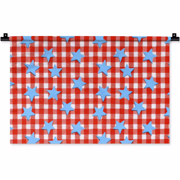 Wandkleed - Ruit - Sterren - Rood — 1