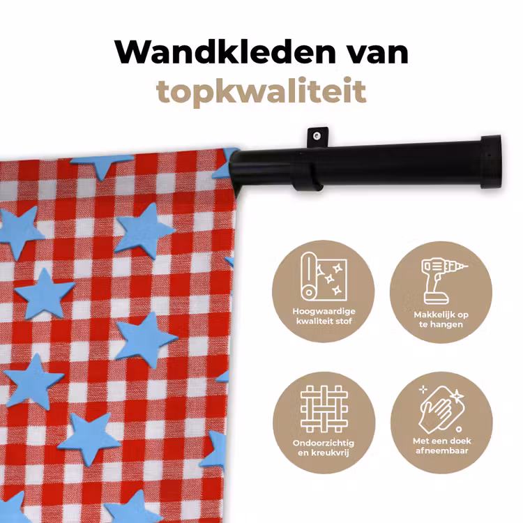 Wandkleed - Ruit - Sterren - Rood — 3
