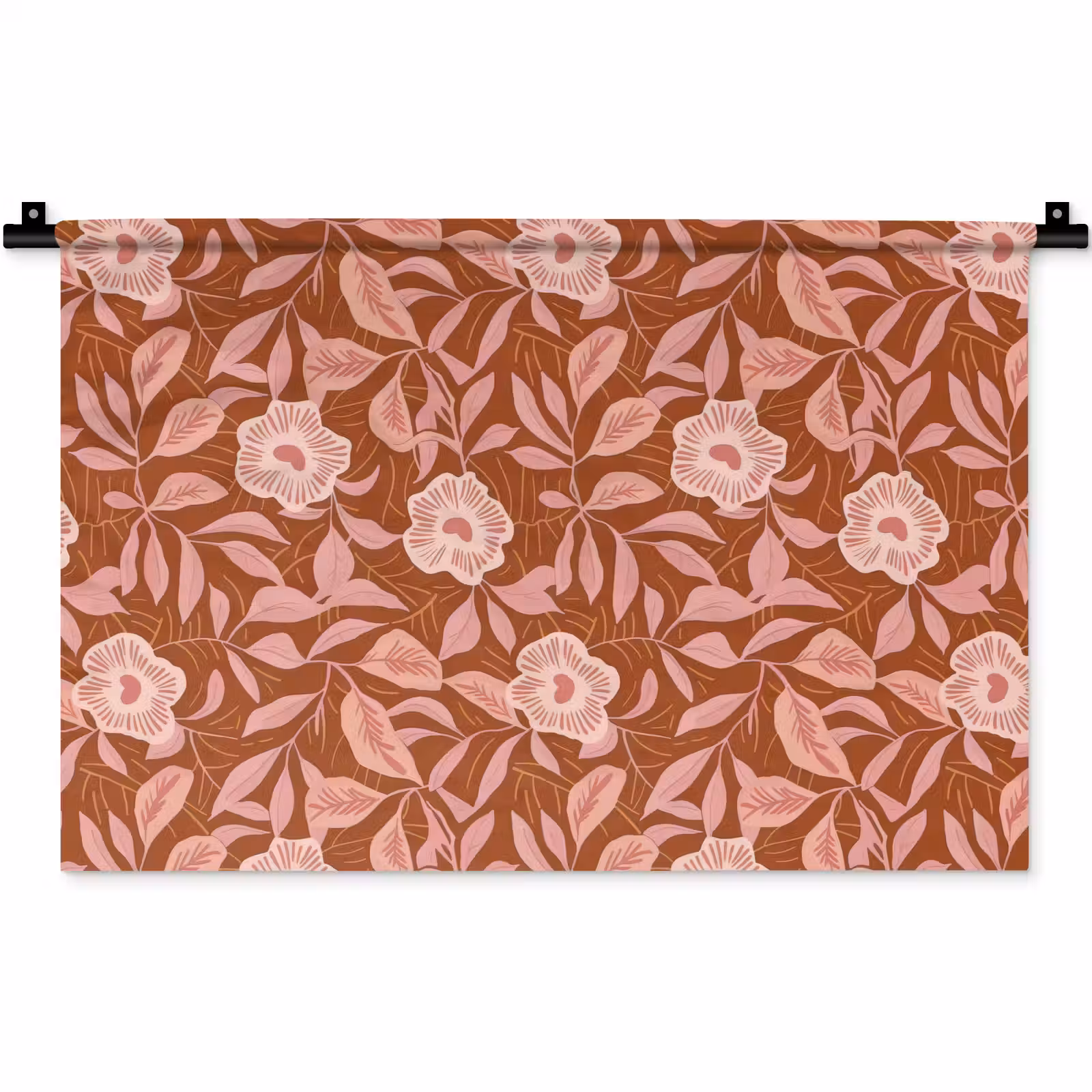 Wandkleed - Patroon - Bladeren - Terracotta — 1