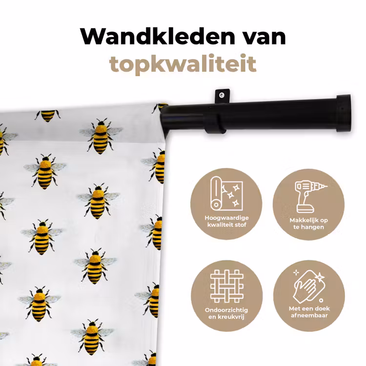 Wandkleed - Bijen - Tijdloos - Wit — 3