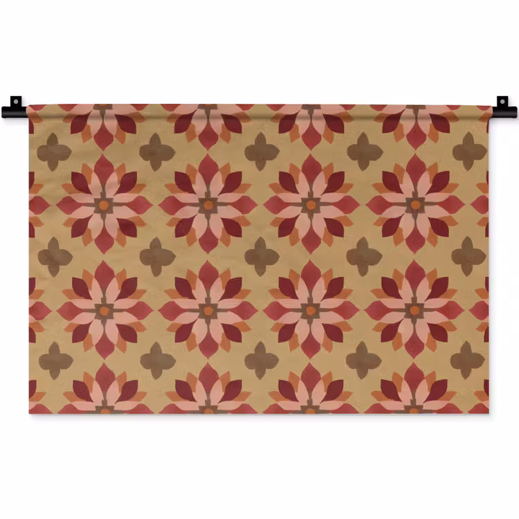 Wandkleed - Bloemen - Retro - Groen — 1