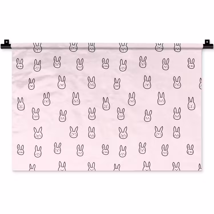 Wandkleed - Konijnen - Minimalistisch - Roze — 1
