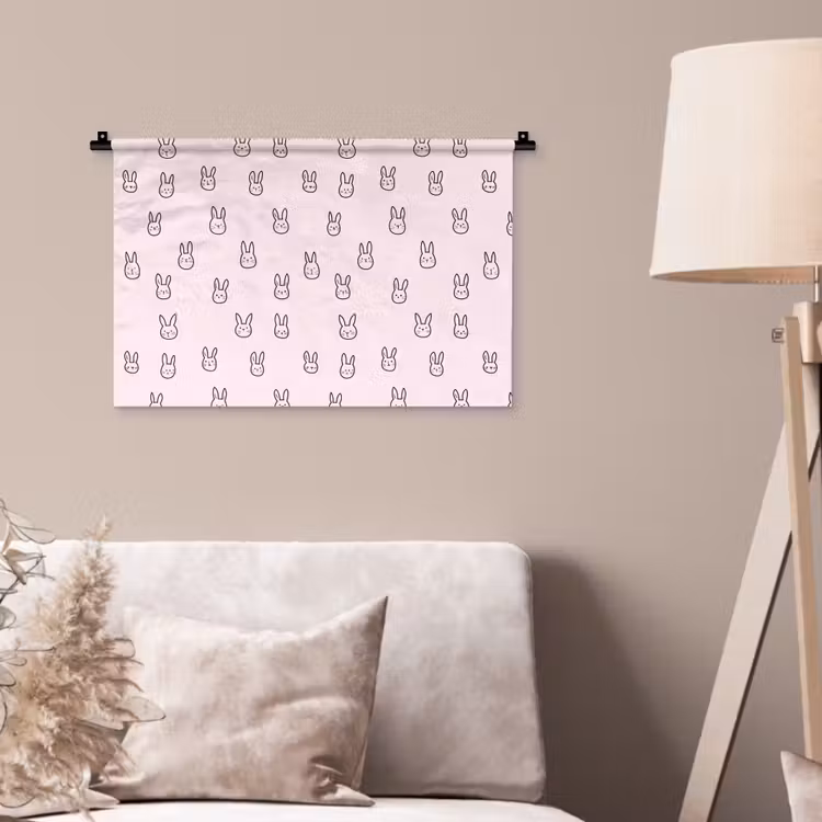 Wandkleed - Konijnen - Minimalistisch - Roze — 2