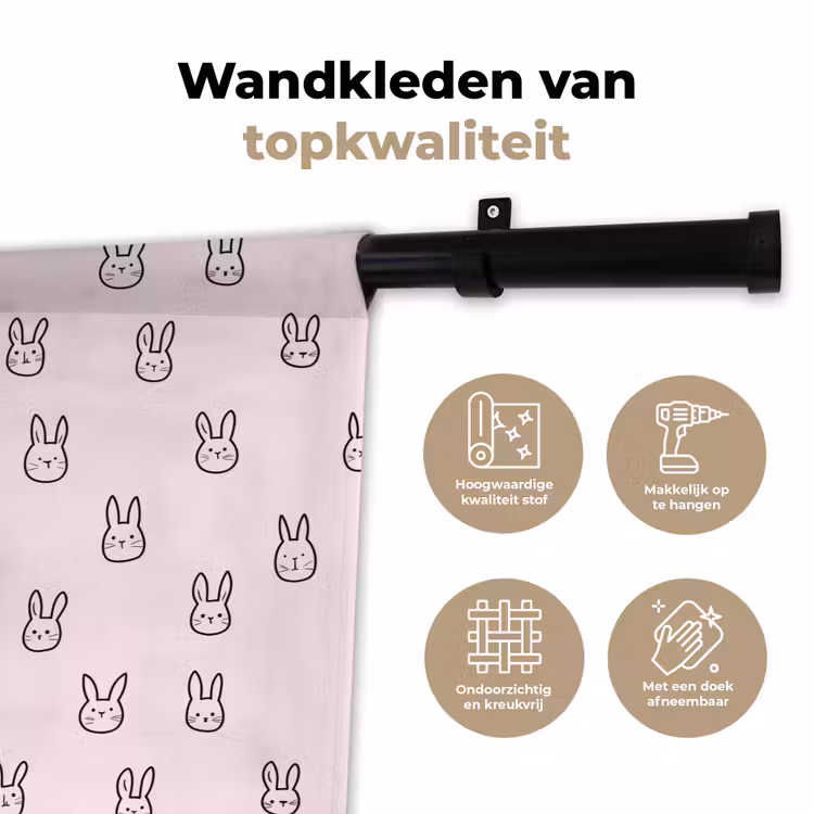 Wandkleed - Konijnen - Minimalistisch - Roze — 3
