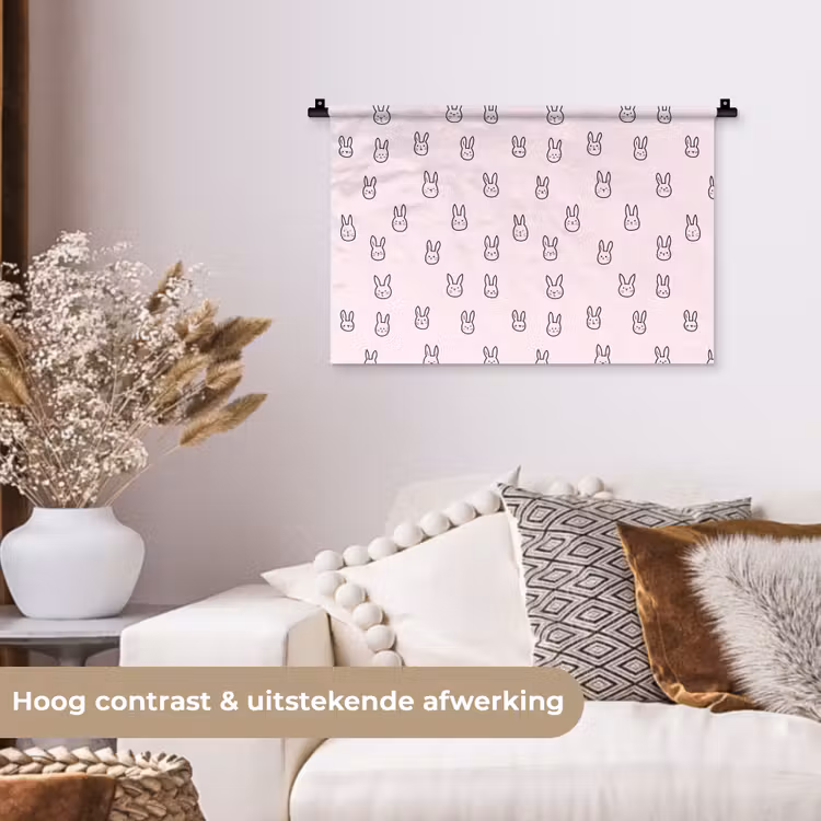 Wandkleed - Konijnen - Minimalistisch - Roze — 4