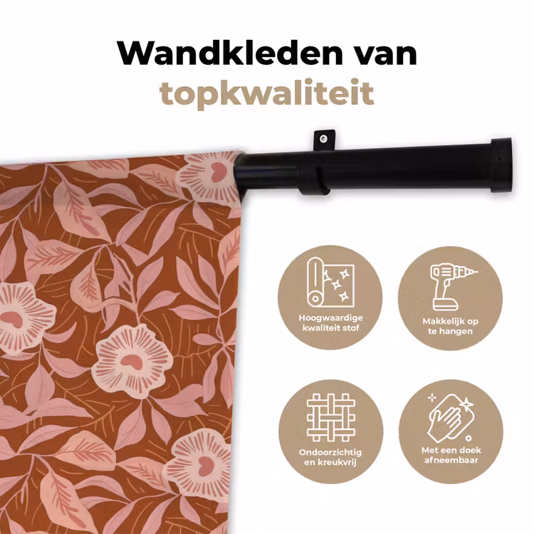 Wandkleed - Patroon - Bladeren - Terracotta — 3