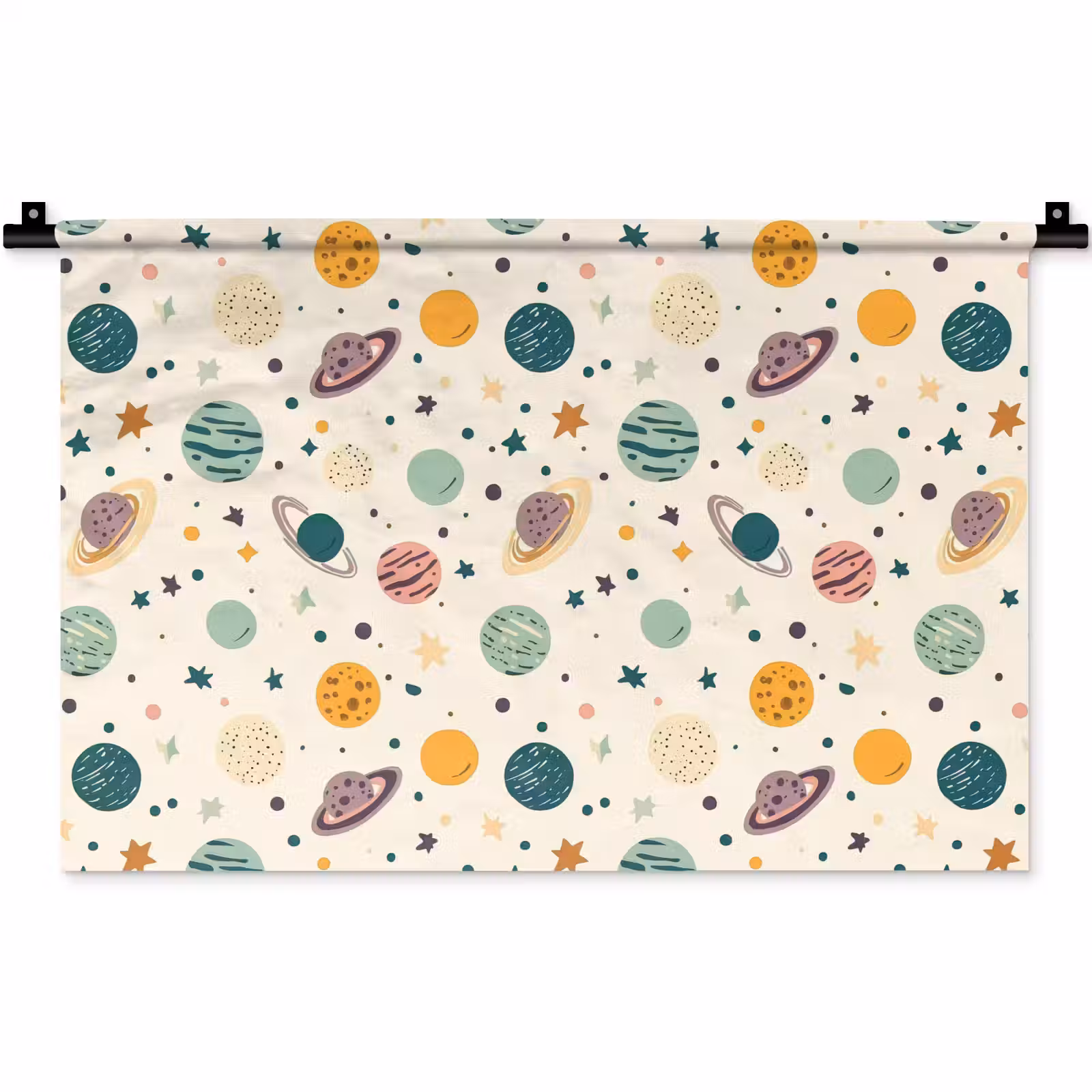 Wandkleed - Planeten - Retro - Kleurrijk — 1