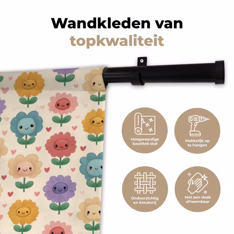 Wandkleed - Bloemen - Hartjes - Kleurrijk — 3