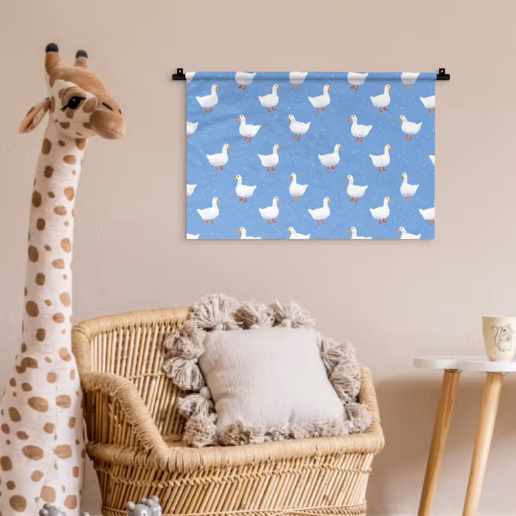 Wandkleed - Ganzen - Elegant - Blauw — 5
