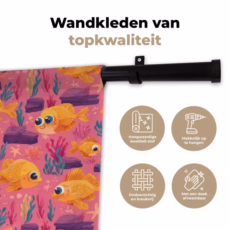 Wandkleed - Goudvissen - Koraal - Kleurrijk — 3