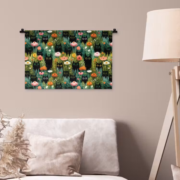 Wandkleed - Katten - Bloemen - Kleurrijk — 2