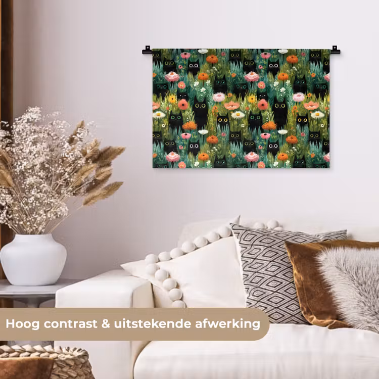 Wandkleed - Katten - Bloemen - Kleurrijk — 4