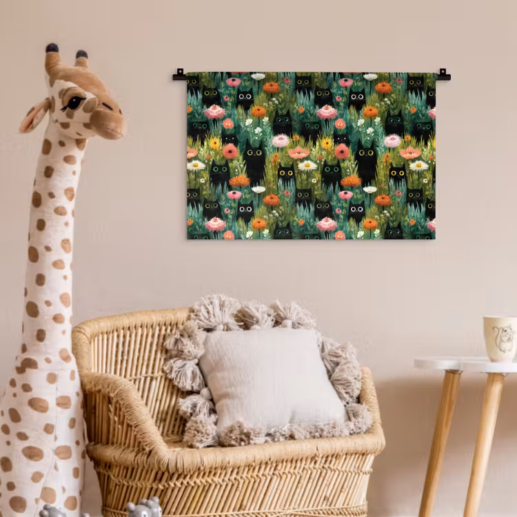 Wandkleed - Katten - Bloemen - Kleurrijk — 5