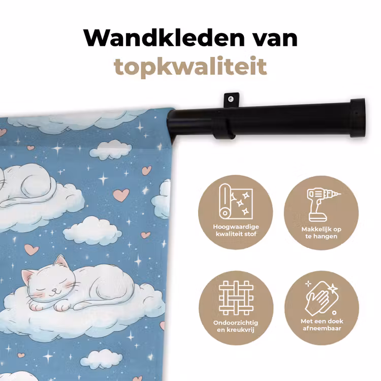 Wandkleed - Kitten - Wolken - Blauw — 3
