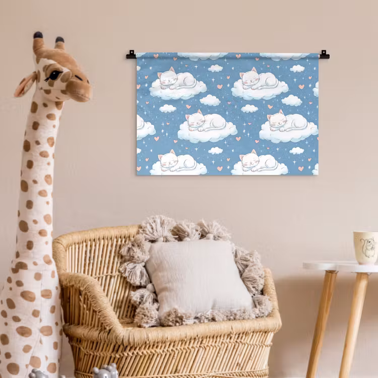 Wandkleed - Kitten - Wolken - Blauw — 5