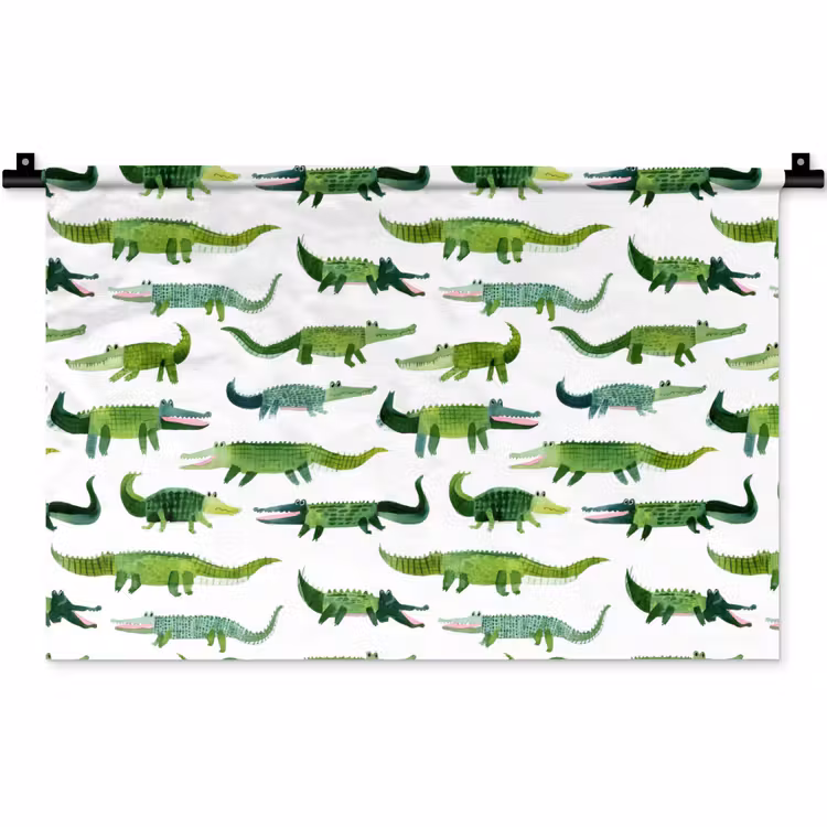 Wandkleed - krokodillen - Speels - Groen — 1