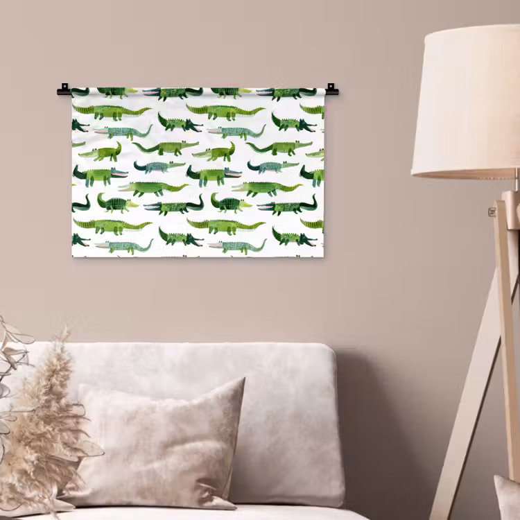 Wandkleed - krokodillen - Speels - Groen — 2