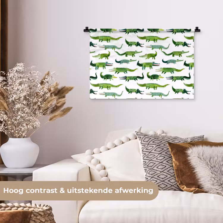 Wandkleed - krokodillen - Speels - Groen — 4