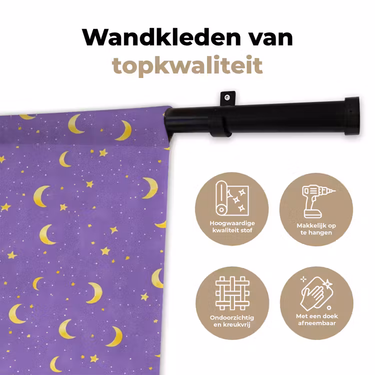 Wandkleed - Manen - Sterren - Paars — 3