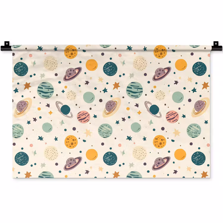 Wandkleed - Planeten - Retro - Kleurrijk — 1