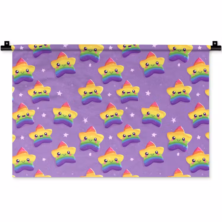 Wandkleed - Sterren - Regenboog - Paars — 1