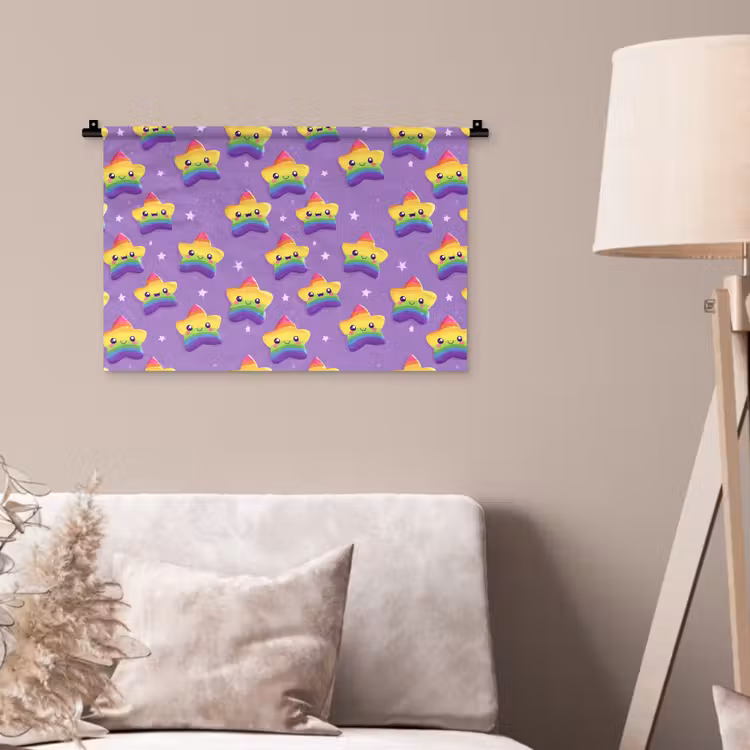 Wandkleed - Sterren - Regenboog - Paars — 2
