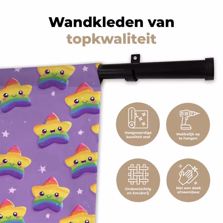 Wandkleed - Sterren - Regenboog - Paars — 3