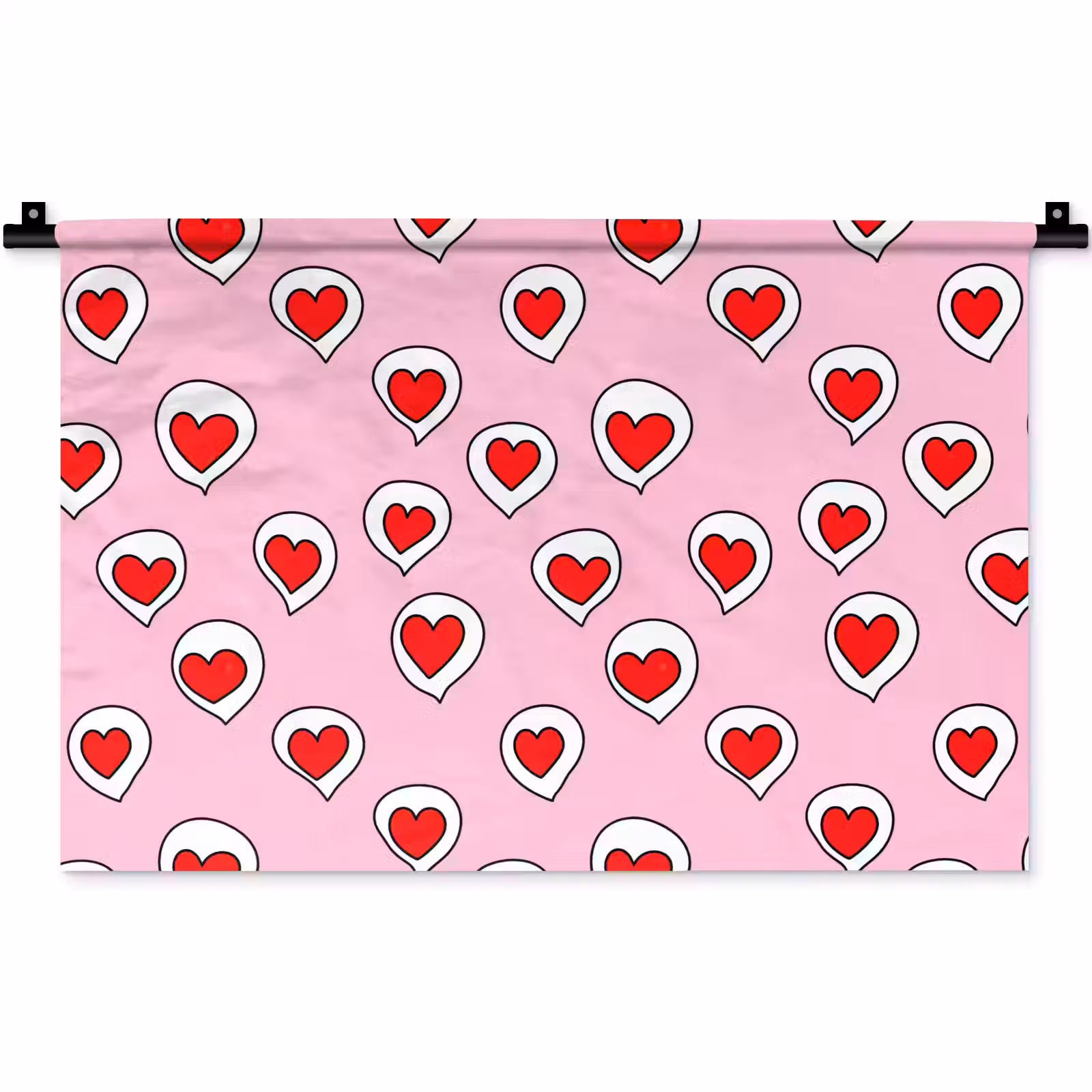 Wandkleed - Hartjes - Patroon - Rood — 1