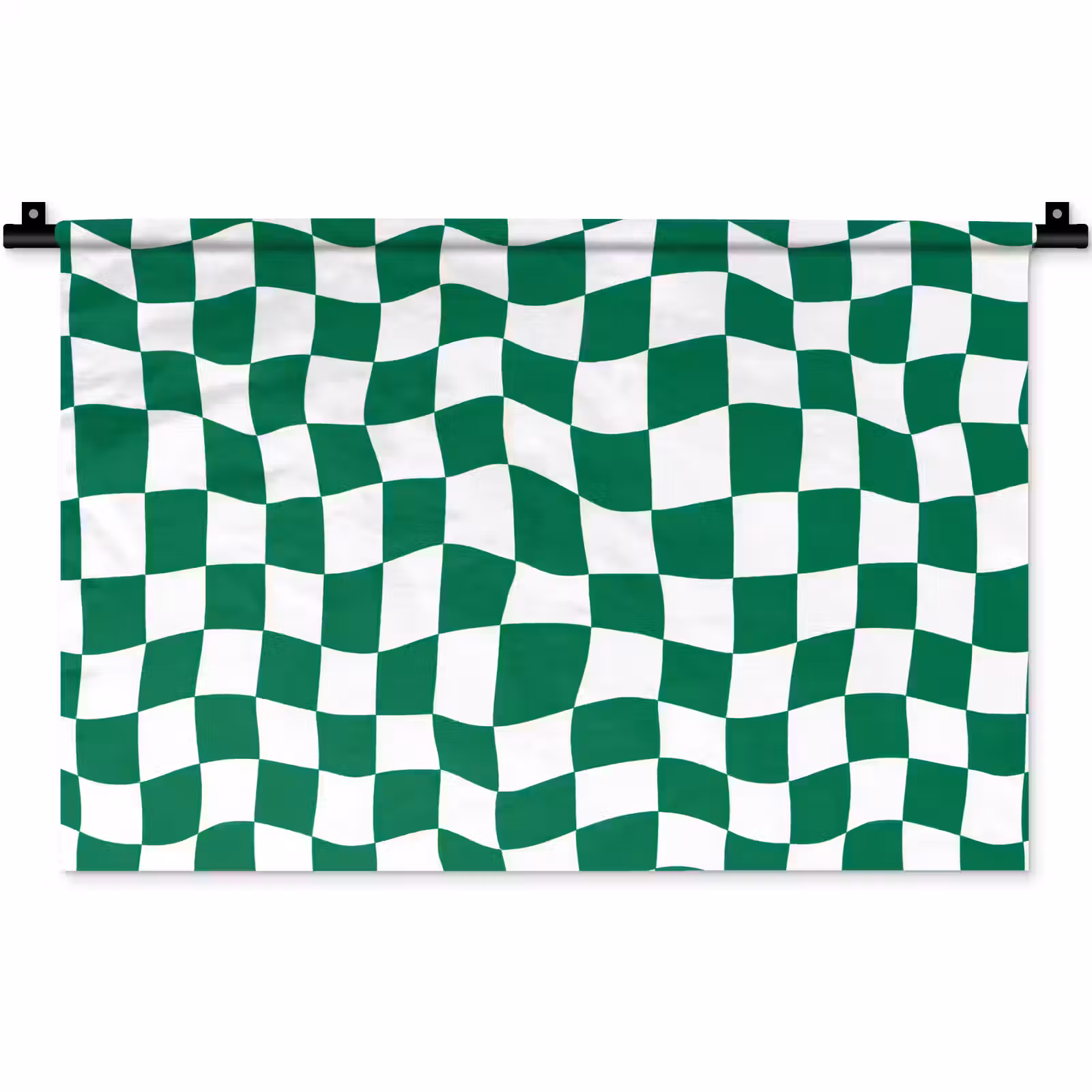 Wandkleed - Schaakbord - Golvend - Groen — 1