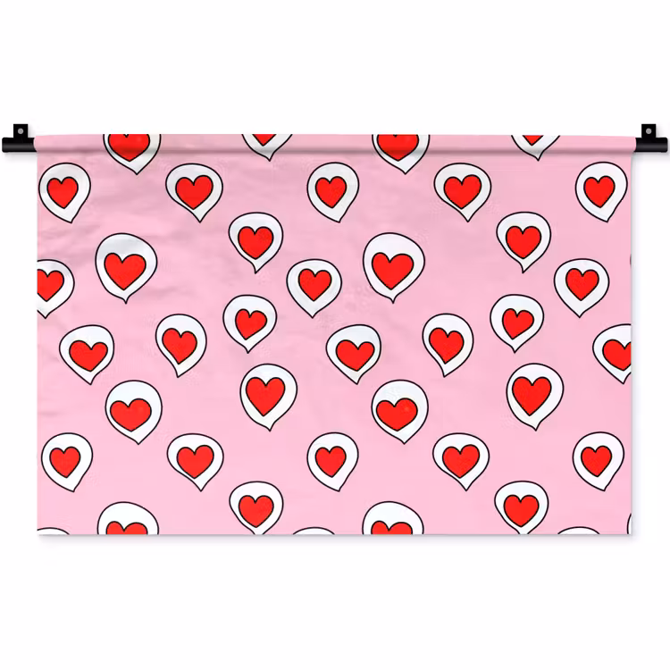 Wandkleed - Hartjes - Patroon - Rood — 1