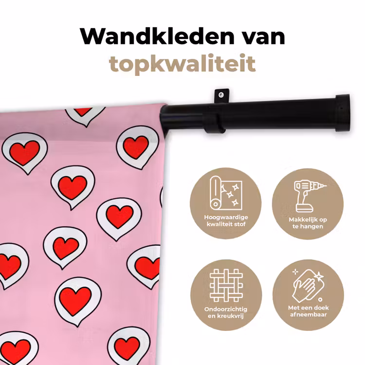 Wandkleed - Hartjes - Patroon - Rood — 3