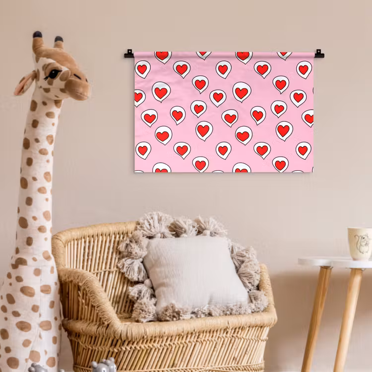 Wandkleed - Hartjes - Patroon - Rood — 5