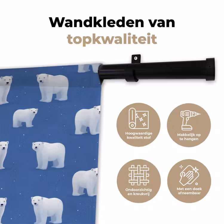 Wandkleed - IJsbeer - Patroon - Blauw — 3