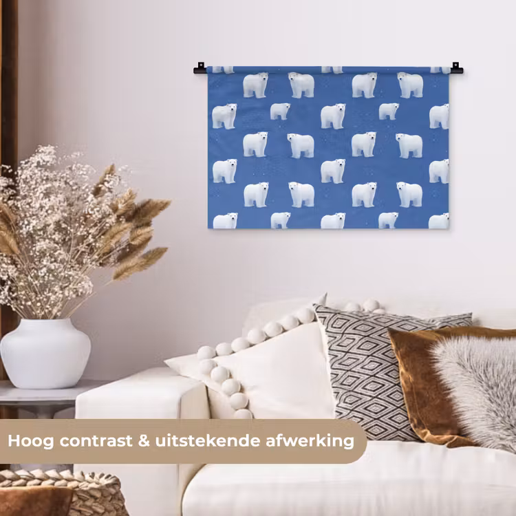 Wandkleed - IJsbeer - Patroon - Blauw — 4