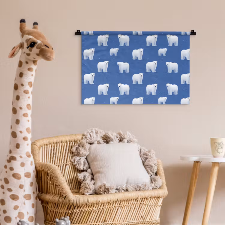 Wandkleed - IJsbeer - Patroon - Blauw — 5