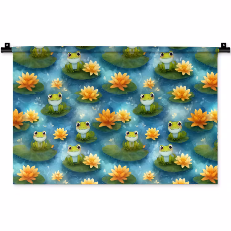 Wandkleed - Kikker - Lelies - Groen — 1