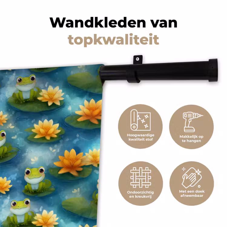 Wandkleed - Kikker - Lelies - Groen — 3