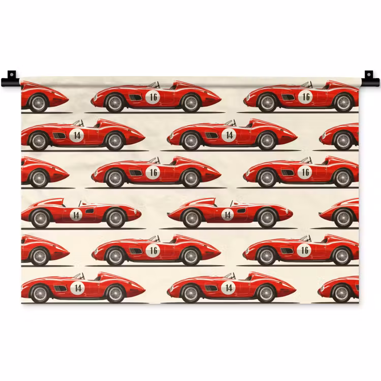 Wandkleed - Raceauto - Retro - Rood — 1