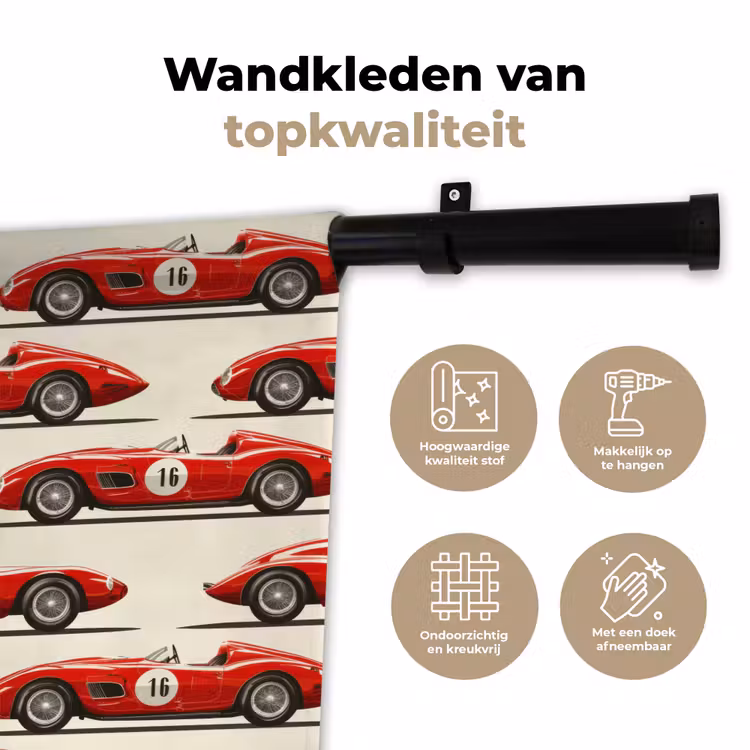 Wandkleed - Raceauto - Retro - Rood — 3
