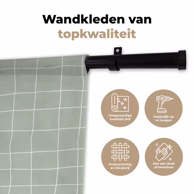 Wandkleed - Ruitpatroon - Golvend - Groen — 3